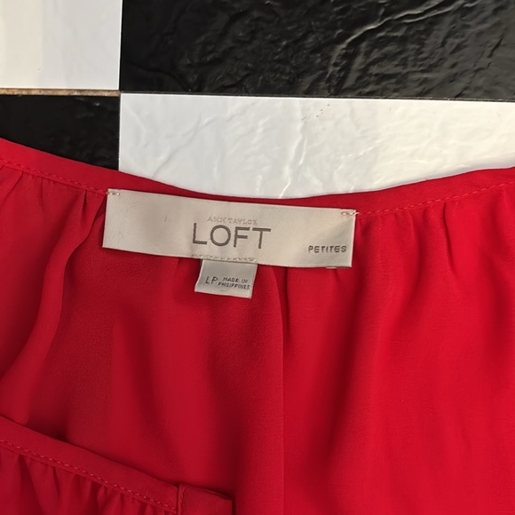 Loft LP red chiffon blouse EUC - Picture 2 of 3
